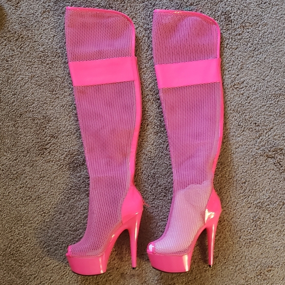 Elle Shoes - Hot Pink Mesh Thigh High- never worn